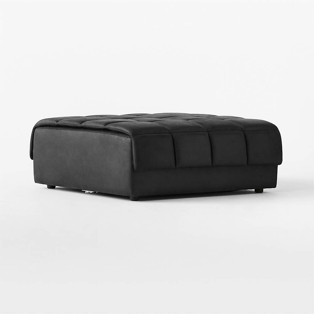 Pezzo Leather Ottoman Bello Black | CB2 Canada