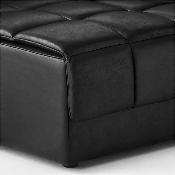 Pezzo Leather Ottoman Bello Black | CB2 Canada