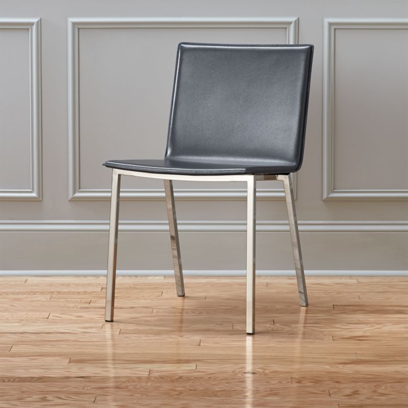 Leather Dining Chairs Cb2 Phoenix Carbon Grey Chair