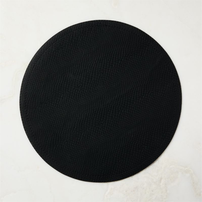 View Python Black Faux Leather Round Placemat details
