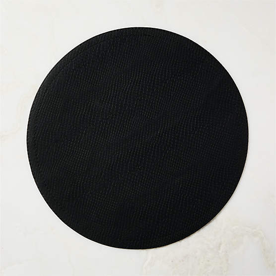 Python Black Faux Leather Round Placemat