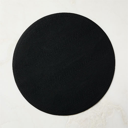 Python Black Faux Leather Round Placemat