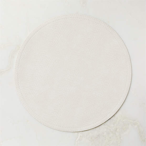 Python Cream Faux Leather Round Placemat