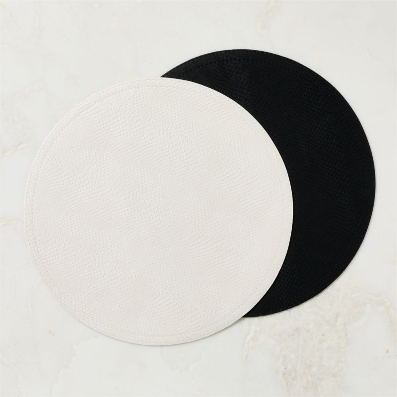 Python Cream Faux Leather Round Placemat - image 2 of 4