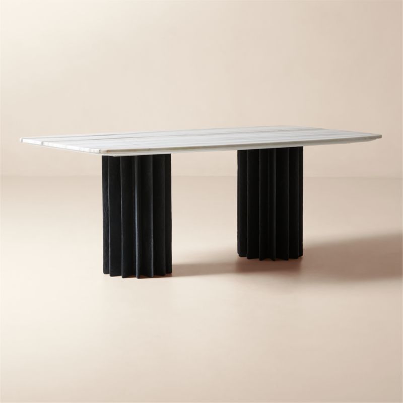 Piati 80" White Marble and Charcoal Concrete Dining Table - image 3 of 8