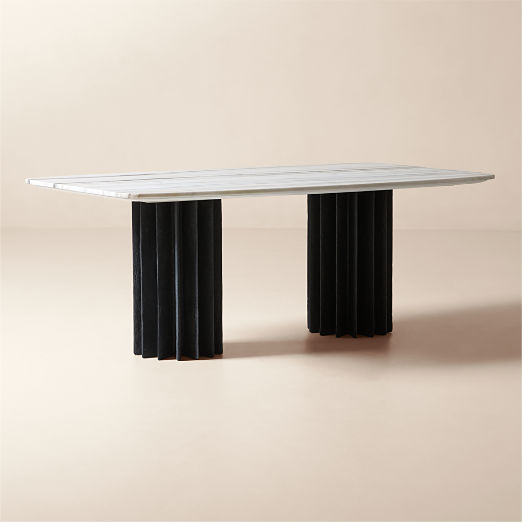 Piati 80" White Marble and Charcoal Concrete Dining Table