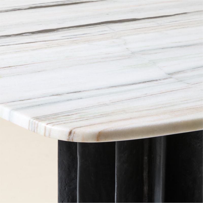 Piati 80" White Marble and Charcoal Concrete Dining Table - image 5 of 8