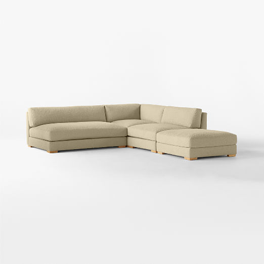 Piazza 4-Piece Modular Camel Brown Boucle Sectional Sofa with White Oak Legs 105''