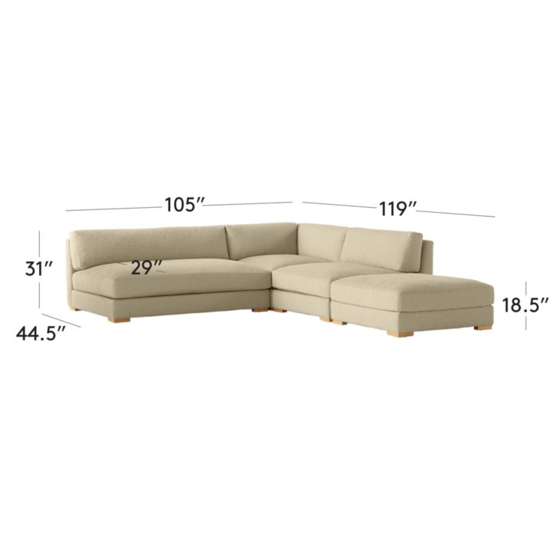 View Piazza 4-Piece Modular Camel Brown Boucle Sectional Sofa with White Oak Legs 105'' - image 3 of 8