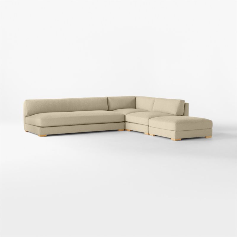 Piazza 4-Piece Modular Camel Brown Boucle Sectional Sofa with White Oak Legs 127'' - image 4 of 8