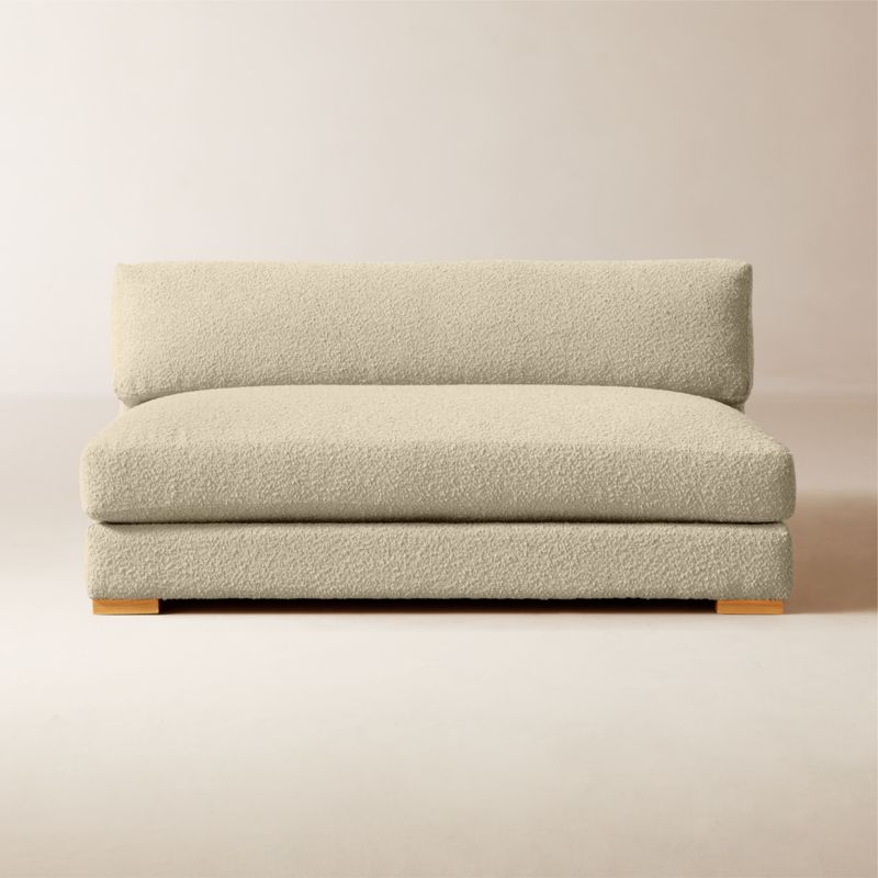 Piazza 61 Camel Brown Boucle Apartment Sofa with White Oak Legs CB2