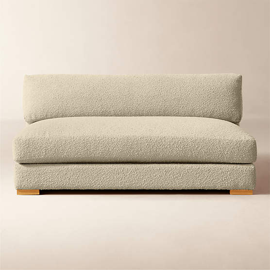 Piazza 61" Camel Brown Boucle Apartment Sofa with White Oak Legs