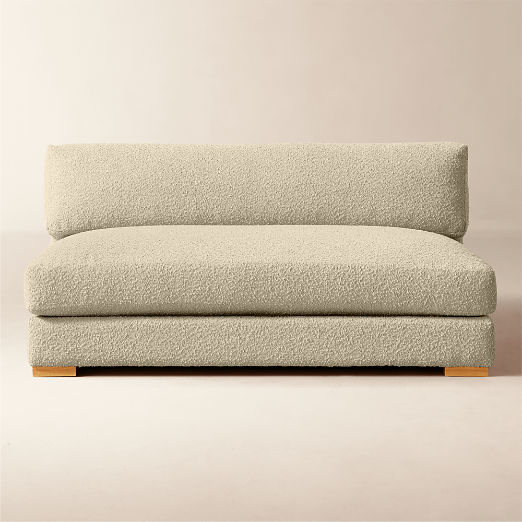 Piazza 61" Camel Brown Boucle Apartment Sofa with White Oak Legs