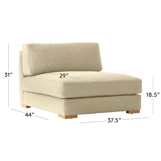 Piazza Camel Brown Boucle Armless Chair with White Oak Legs