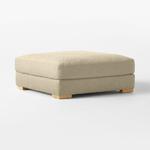 Piazza Camel Brown Boucle Ottoman with White Oak Legs