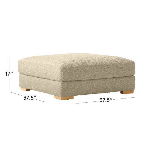 Piazza Camel Brown Boucle Ottoman with White Oak Legs