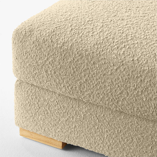 Piazza Camel Brown Boucle Ottoman with White Oak Legs