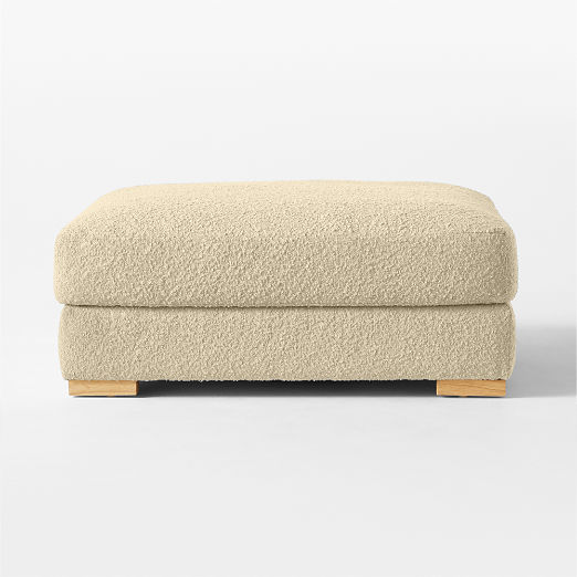 Piazza Camel Brown Boucle Ottoman with White Oak Legs