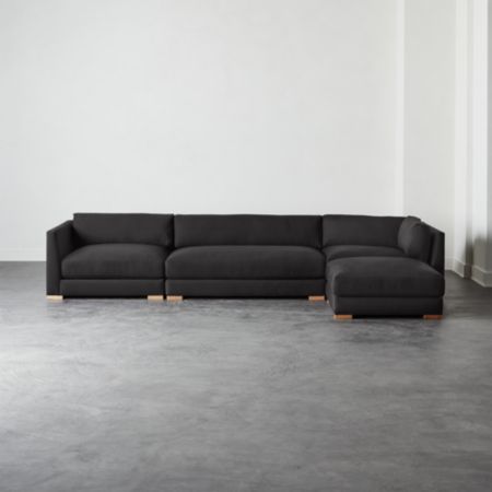 Piazza Dark Grey 4 Piece Modular Sectional Sofa Cb2