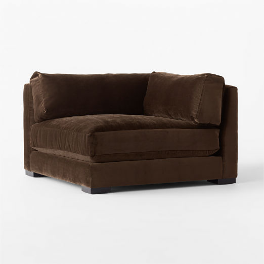 Piazza Espresso Velvet Corner Chair