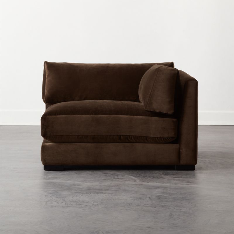 Piazza Espresso Velvet Corner Chair - image 0 of 8