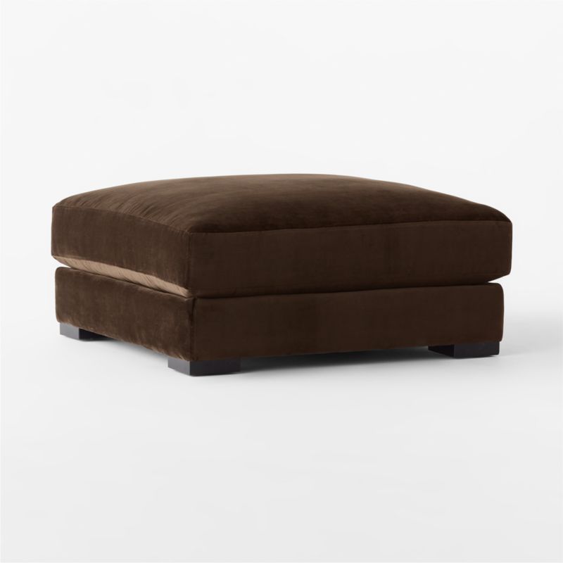 Piazza Espresso Velvet Ottoman - image 3 of 5