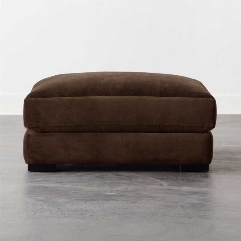 Piazza Espresso Velvet Ottoman - image 0 of 5