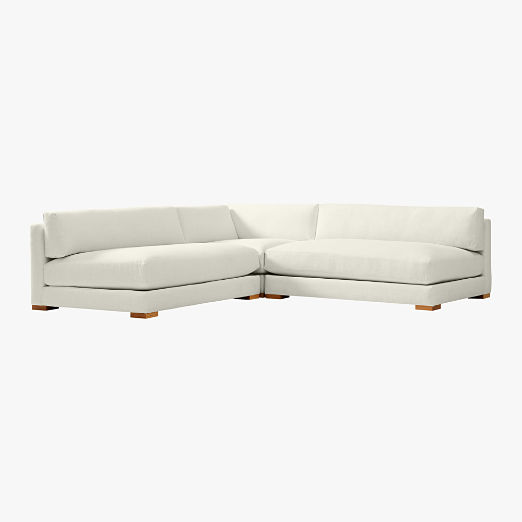 Piazza 3-Piece Modular White Linen Sectional Sofa