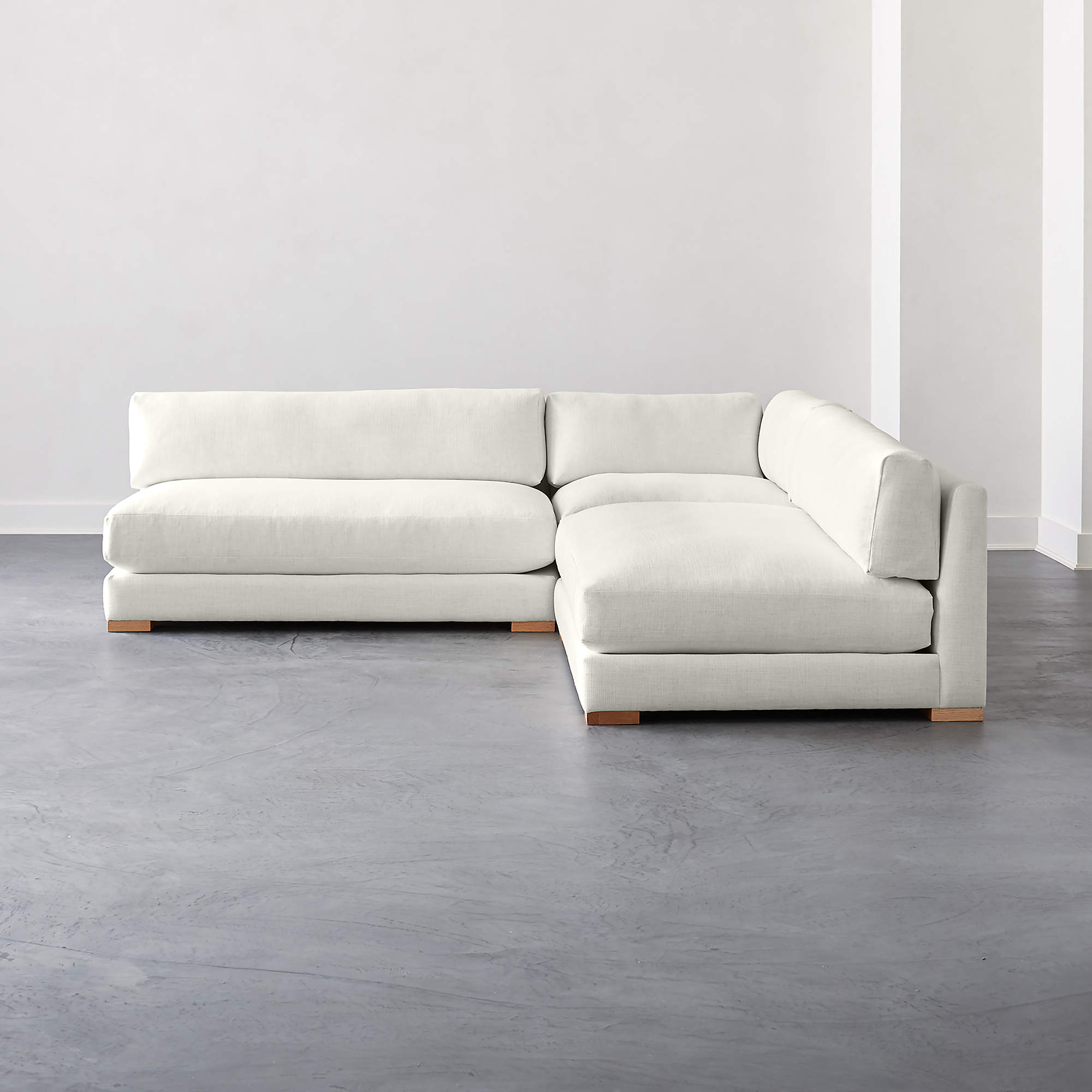 Piazza Modern 3Piece Modular White Linen Sectional Sofa + Reviews