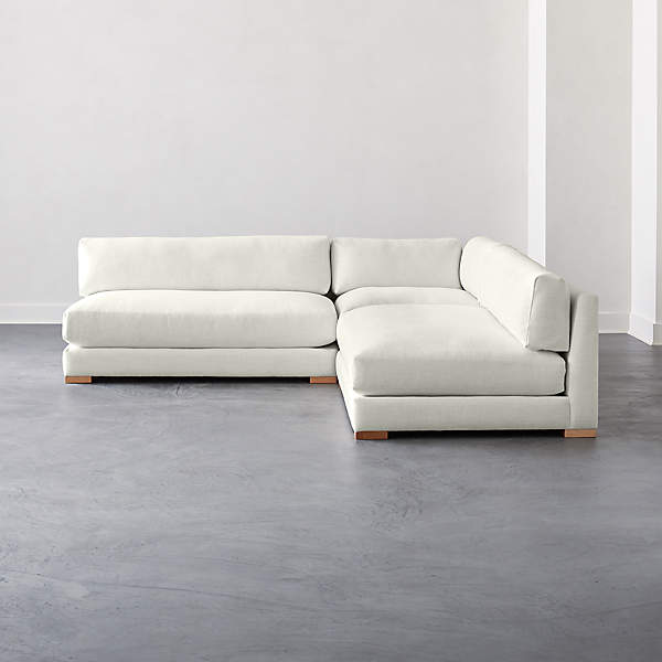 Piazza Modern 3 Piece Modular White Linen Sectional Sofa Reviews Cb2