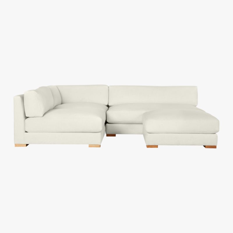 Piazza 4-Piece Modular White Linen Sectional with Ottoman 105'' - image 4 of 6