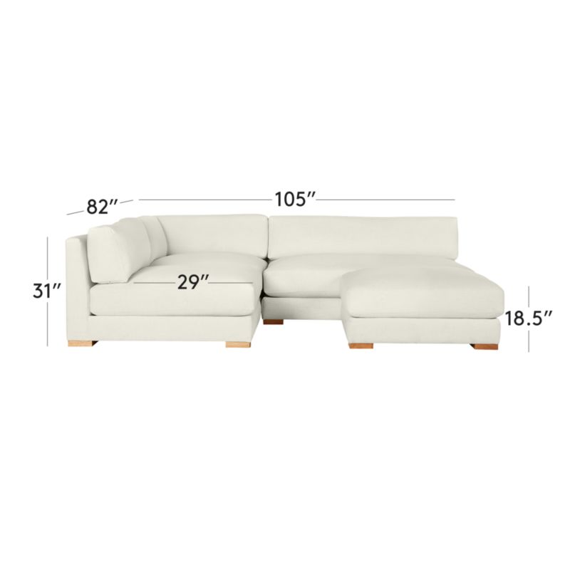 View Piazza 4-Piece Modular White Linen Sectional with Ottoman 105'' - image 2 of 7