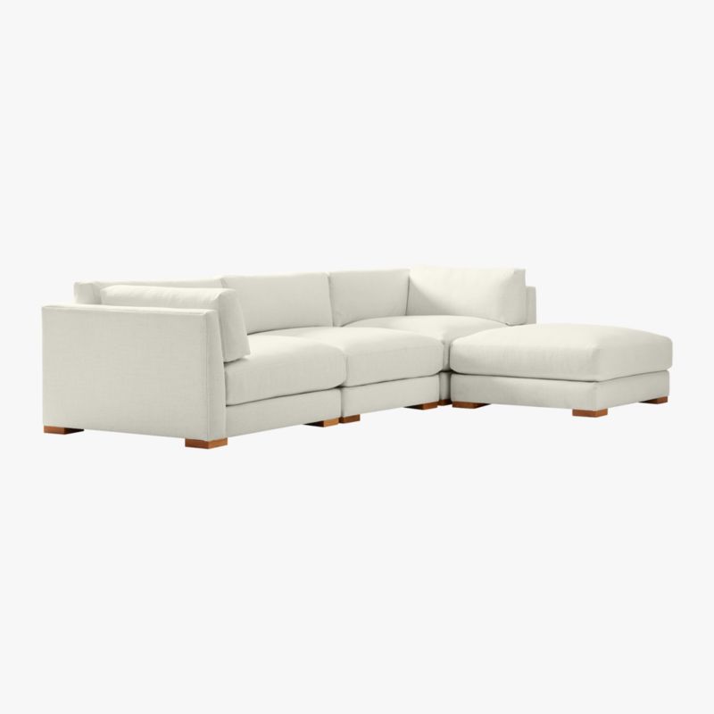 Piazza 4-Piece Modular White Linen Sectional Sofa - image 4 of 5