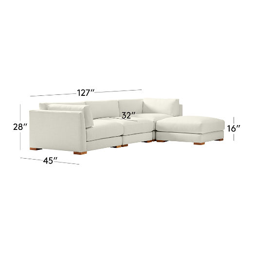 Piazza 4-Piece Modular White Linen Sectional Sofa