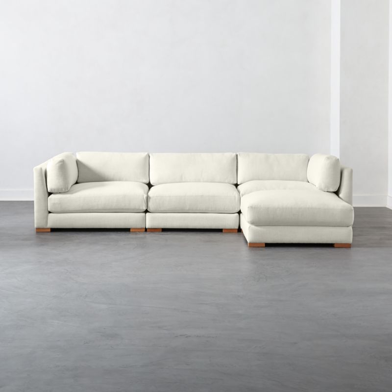 Piazza 4-Piece Modular White Linen Sectional Sofa - image 0 of 5