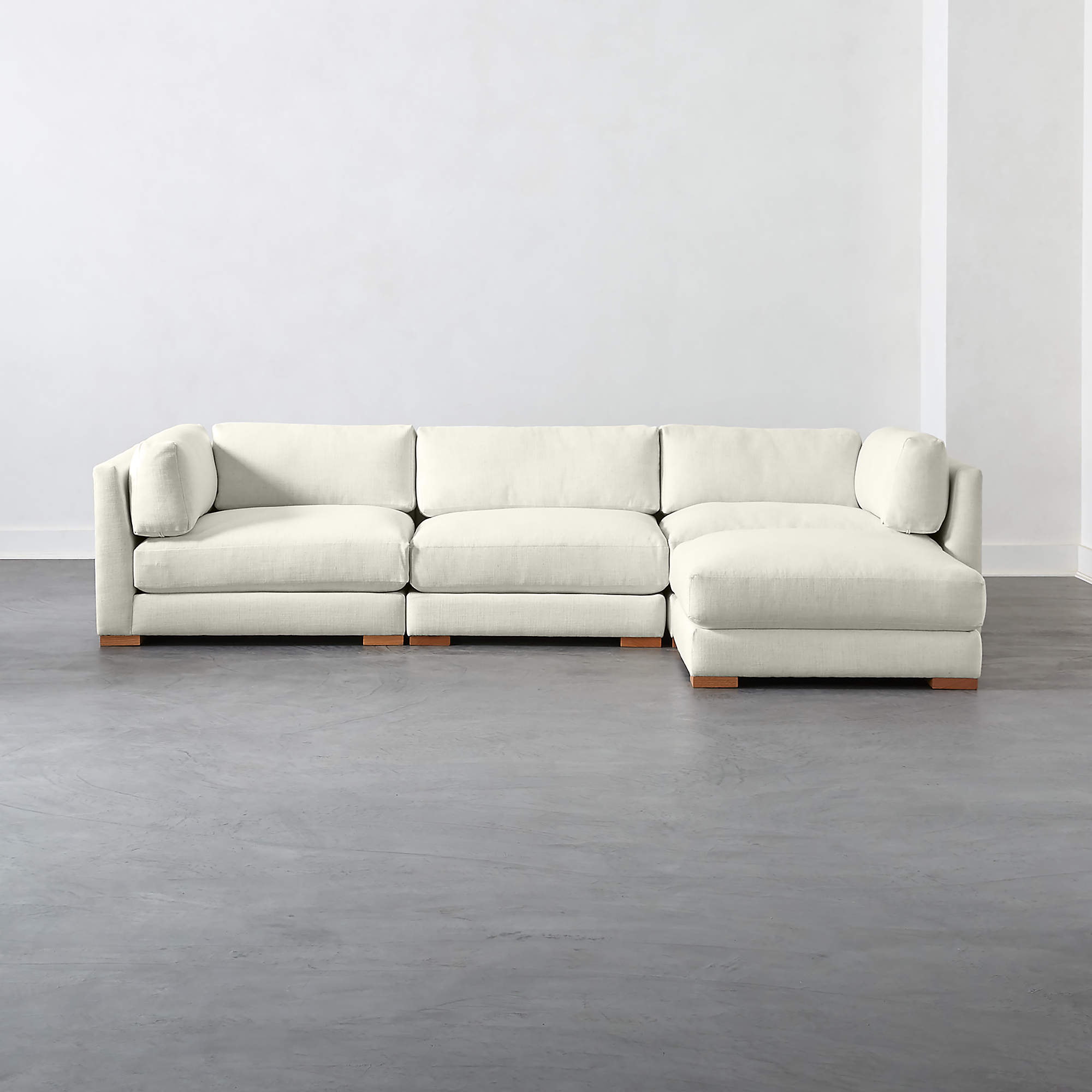 Piazza Modern 4Piece Modular White Linen Sectional Sofa + Reviews