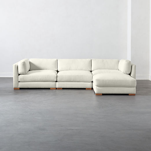 Piazza 4-Piece Modular White Linen Sectional Sofa