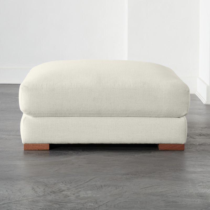 Piazza Ottoman with White Oak Legs + Reviews | CB2