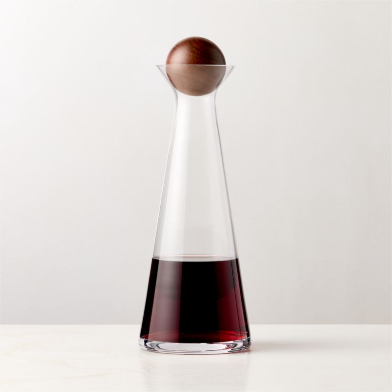 View Pico Glass Carafe and Decanter with Wood Stopper 37 oz details
