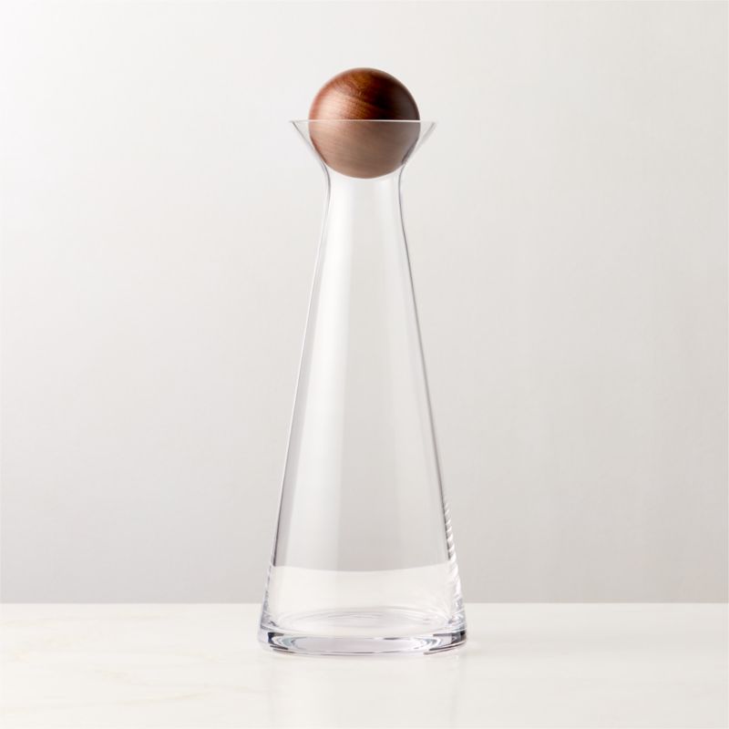 View Pico Glass Carafe and Decanter with Wood Stopper 37 oz details