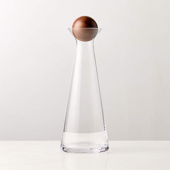 Pico Glass Decanter with Wood Stopper Wide 68 oz