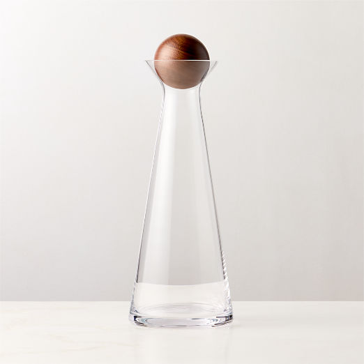 Pico Glass Carafe and Decanter with Wood Stopper 37 oz