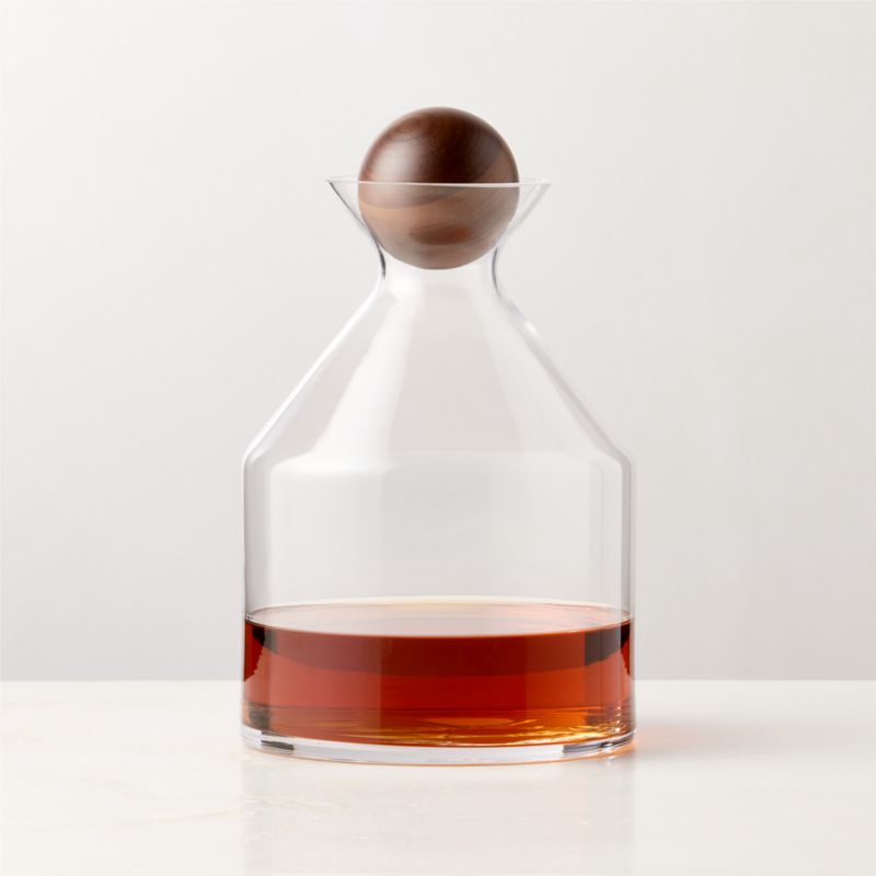 View Pico Glass Decanter with Wood Stopper Wide 68 oz details