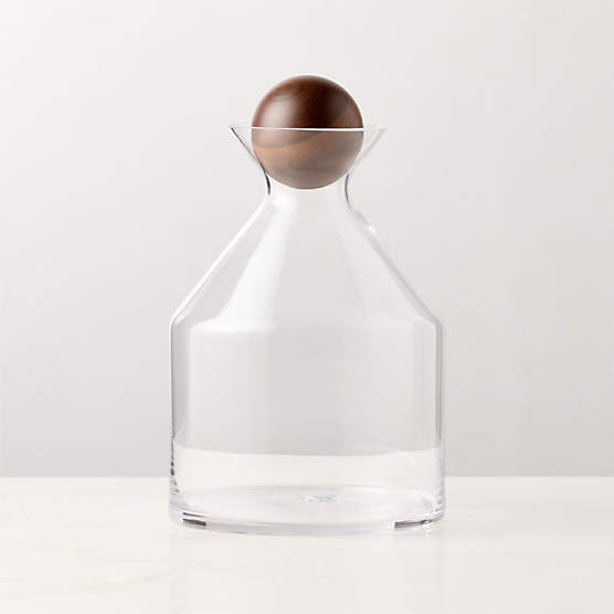 Pico Glass Decanter with Wood Stopper Wide 68 oz