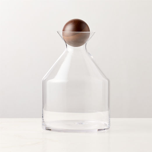 Pico Glass Carafe and Decanter with Wood Stopper 37 oz