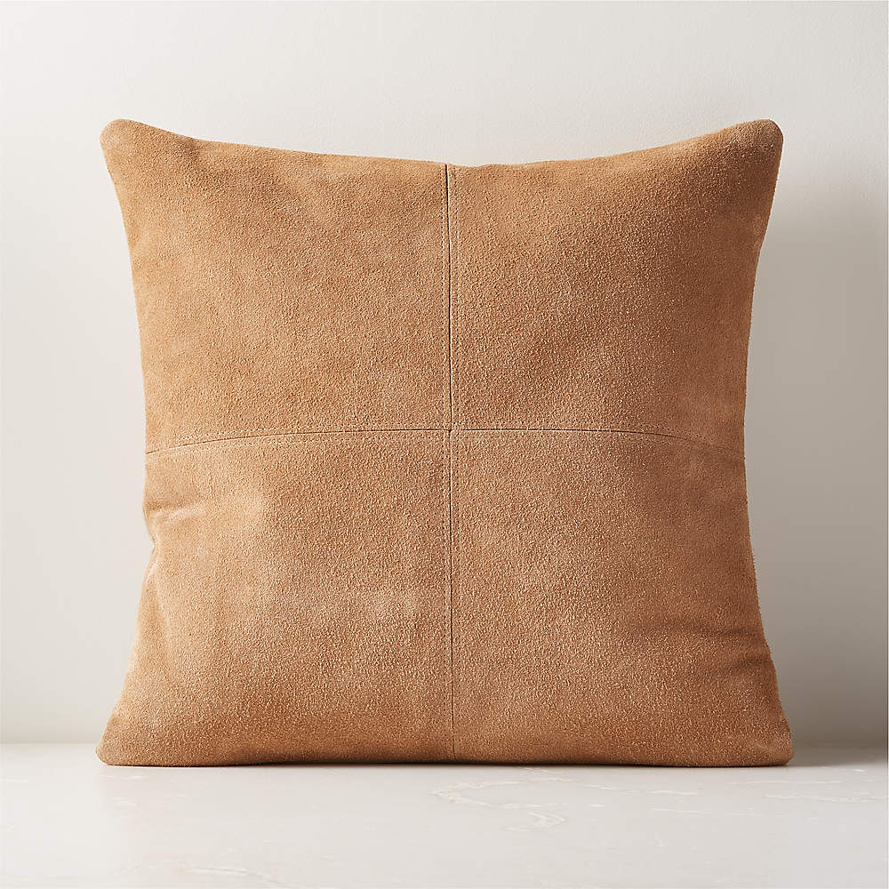 Caramel leather throw online pillows