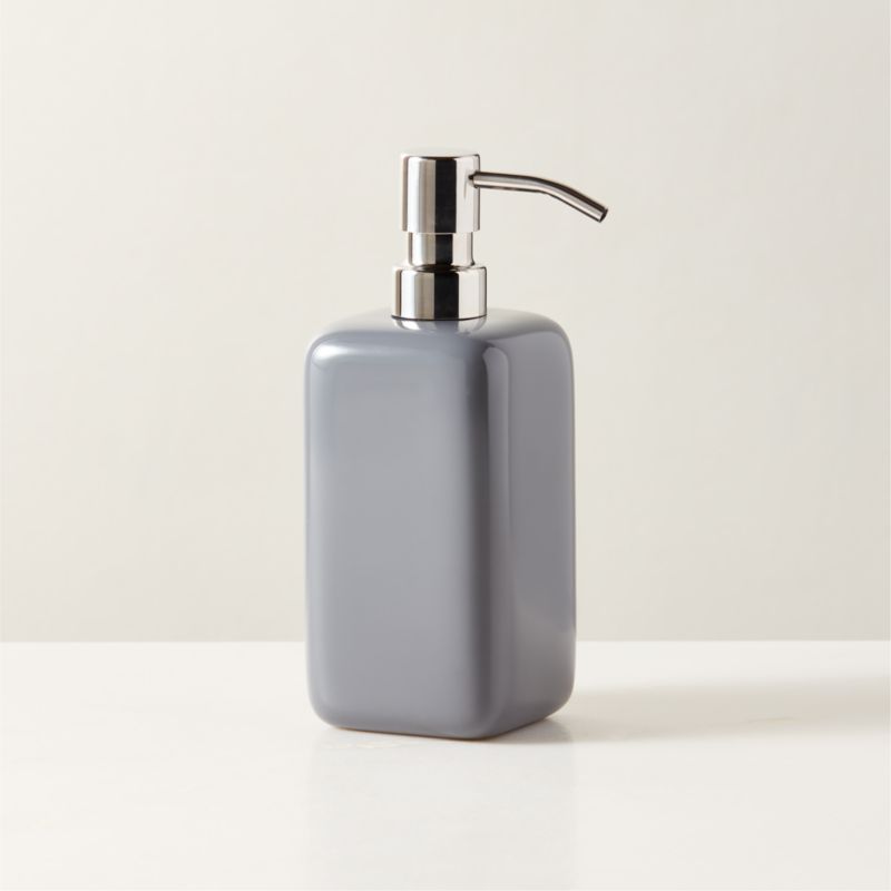 Viewing product image Pierce Polished Stainless Steel and Charcoal Grey Soap Pump - image 1 of 3