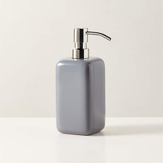 Pierce Polished Stainless Steel and Charcoal Grey Soap Pump 5.6 oz.