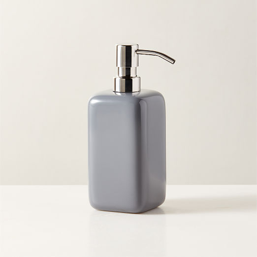 Pierce Polished Stainless Steel and Charcoal Grey Soap Pump 5.6 oz