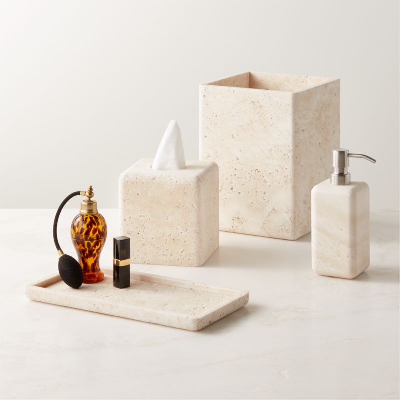 Pierce Travertine Bath Accessories CB2